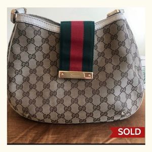 Gucci Monogram Canvas Hobo Bag—Authentic
